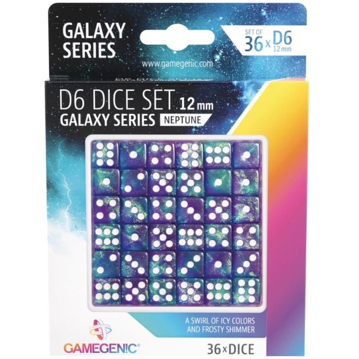Set 36 Zaruri Gamegenic, Galaxy Series, D6, 12 mm, Neptune