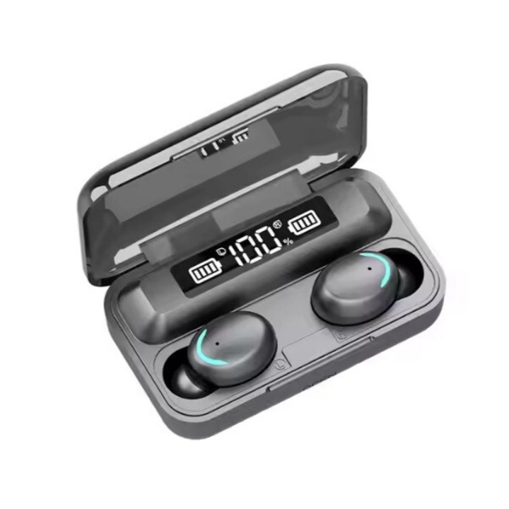 Casti Wireless F9-5 True Wireless, Bluetooth 5.0, IPX5, Afisaj Digital, Compatibile iOS & Android