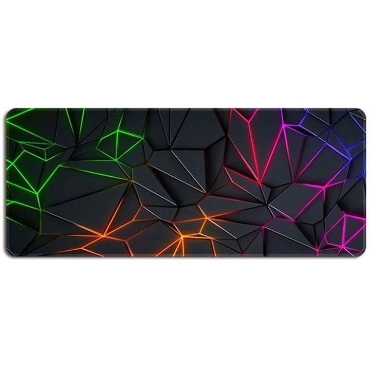 Mousepad profesional 3D, suprafata textila, baza cauciucata anti-alunecare, 600x300x2mm, negru electro punk