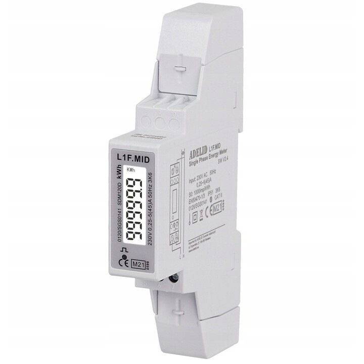 Contor electric ADELID 1-fazat MID 45A, LCD, 230V