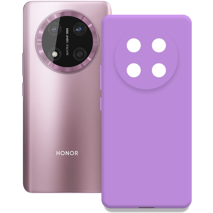 Husa pentru Honor Magic 7 Lite, Color Shield, Interior de catifea, Suprafata aderenta, Protectie antisoc, Margini ridicate, Regular Fit, Silicon, Lavanda