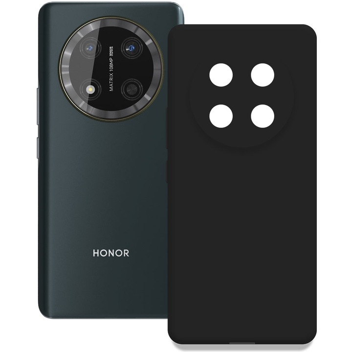 Husa pentru Honor Magic 7 Lite, Color Shield, Interior de catifea, Suprafata aderenta, Protectie antisoc, Margini ridicate, Regular Fit, Silicon, Negru