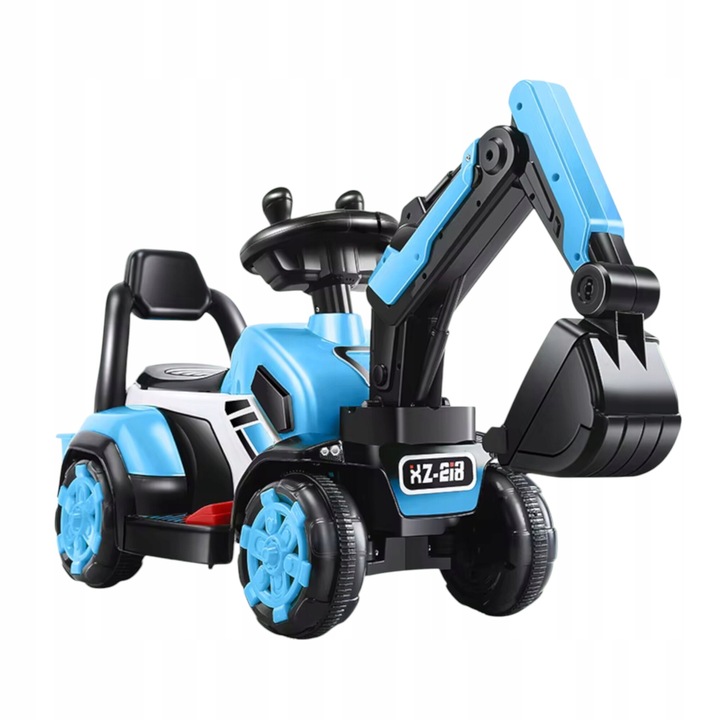 Excavator electric pentru copii, Luxma, model XZ-219, 2 viteze, muzica, albastru/negru
