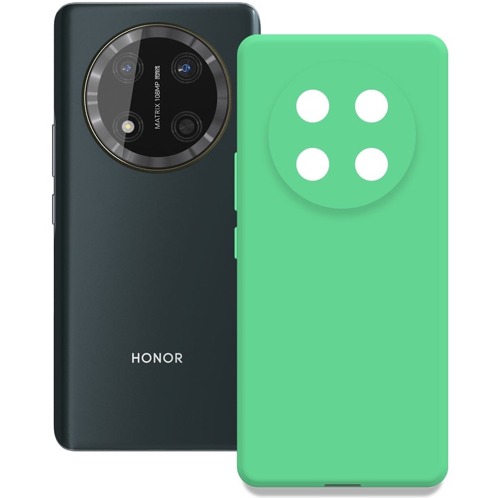 Husa pentru Honor Magic 7 Lite, Color Shield, Interior de catifea, Suprafata aderenta, Protectie antisoc, Margini ridicate, Regular Fit, Silicon, Verde deschis