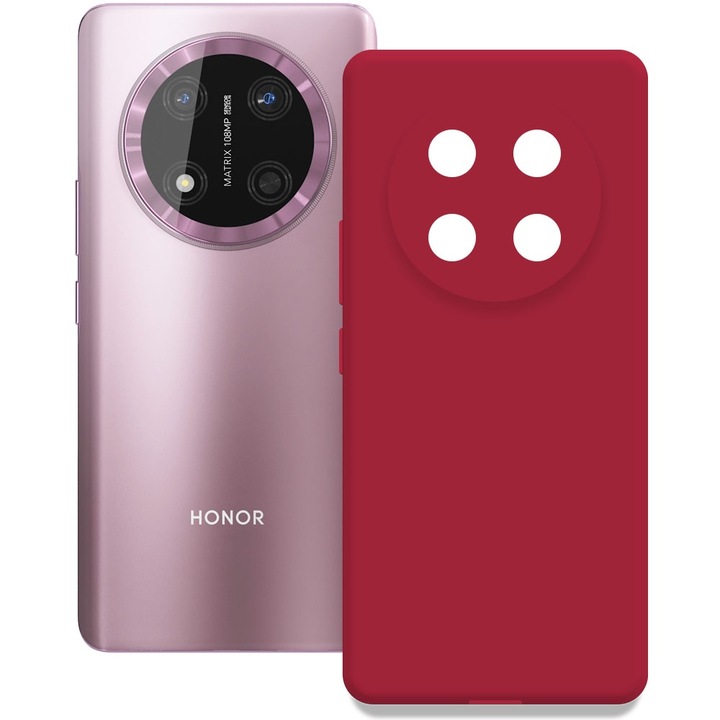 Husa pentru Honor Magic 7 Lite, Color Shield, Interior de catifea, Suprafata aderenta, Protectie antisoc, Margini ridicate, Regular Fit, Silicon, Visiniu