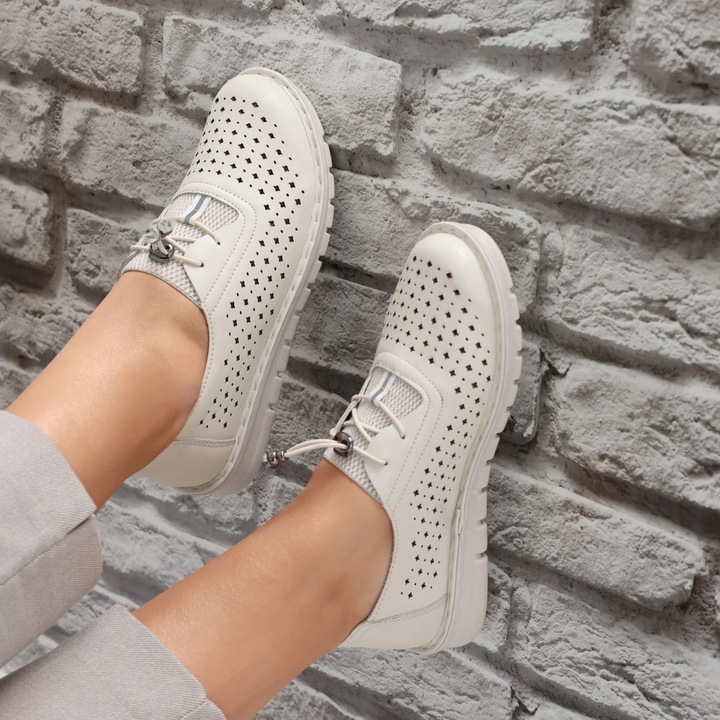 Pantofi dama casual Bej din Piele Ecologica Aseva, Bej