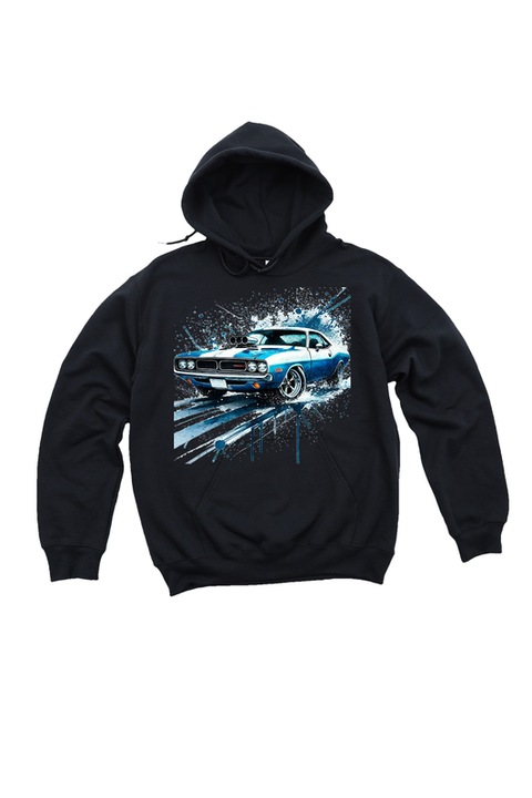 Noi kapucnis pulover, Fast and Furious Muscle Cars, Blue Dodge Charger 22-1, Fekete