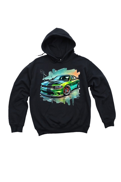 Noi kapucnis pulover, Fast and Furious Muscle Cars, Green Dodge 11-1, Fekete