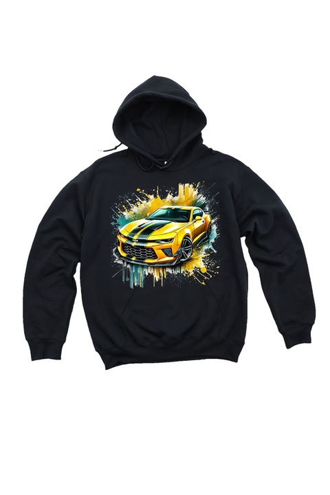 Noi kapucnis pulover, Fast and Furious Muscle Cars, sarga Chevrolet 13-1, Fekete