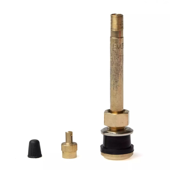 supapa TR570 pentru roti de camioane, MJW, 83,5mm x 15,7mm, din alama si cauciuc