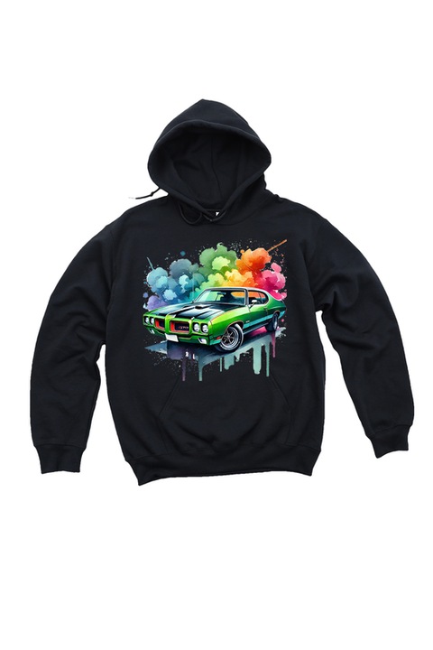 Noi kapucnis pulover, Fast and Furious Muscle Cars, zold Pontiac 10-0, Fekete