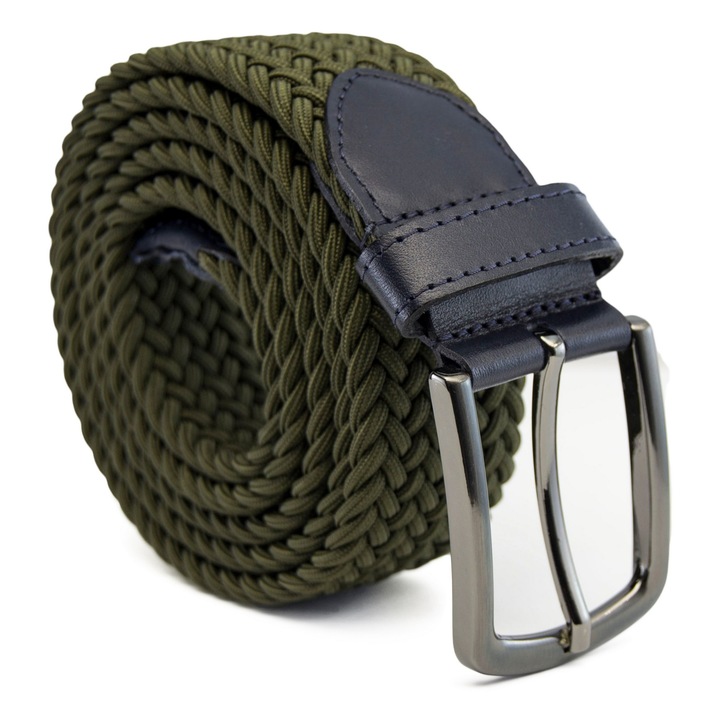 Férfi elasztikus fonott öv, Newtone, Valódi bőr, 130