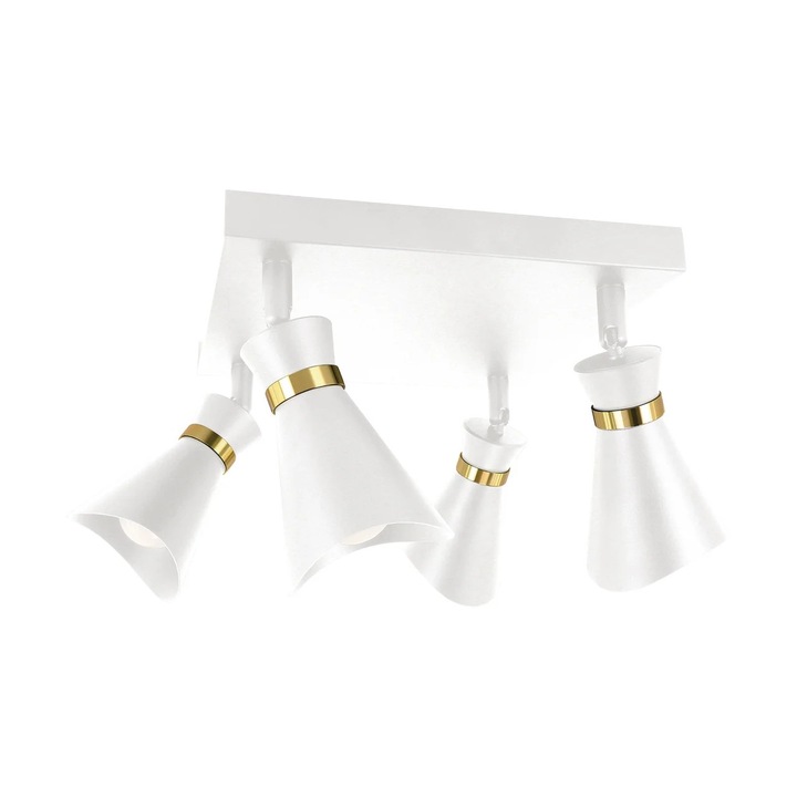 Плафон Struhm LORETA, 4 светещи точки, бял със златни детайли, 25см