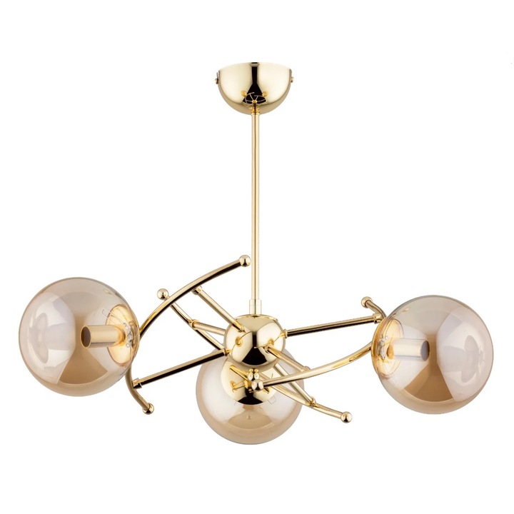 KOSMIT полилей, 3 източника E14, 40W max, метал-стъкло, злато, 47x49x49 см