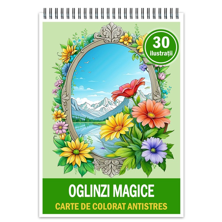 Антистрес книга за оцветяване, 30 илюстрации Magic Mirrors, 66 стр., Формат: A4, Издателство Cadouri Legendare