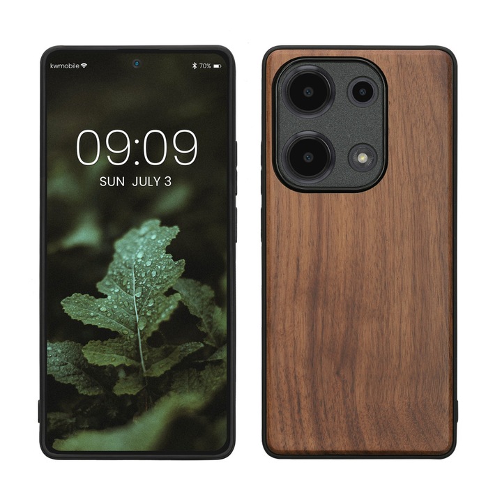 Kwmobile tok Xiaomi Redmi Note 13 Pro telefonhoz, barna, fa/szilikon, KWM000020LV001C