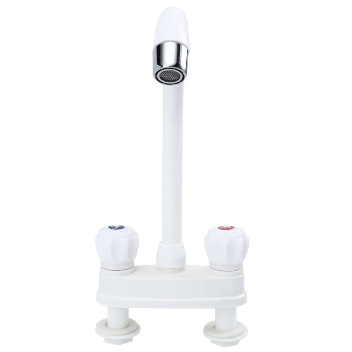 Baterie sanitara, doua manere, plastic, design ergonomic, 35x15x4cm, alb