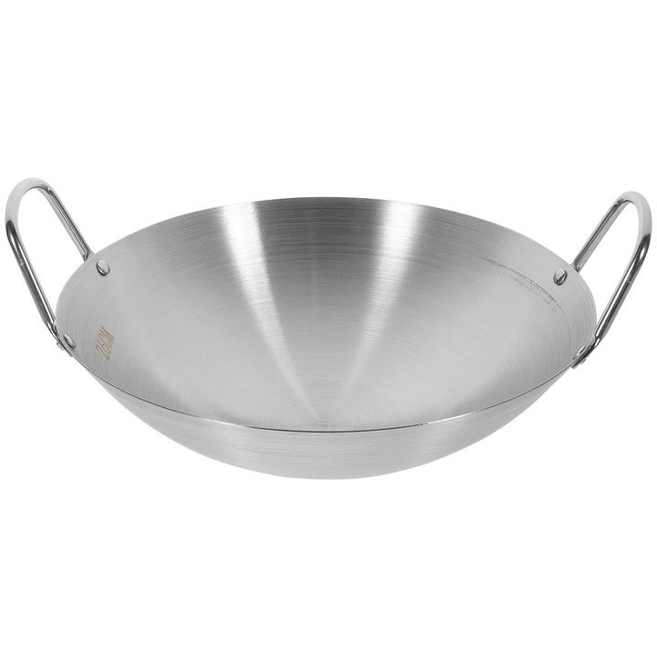 Tigaie inox, capacitate mare, fund rotund, argintie