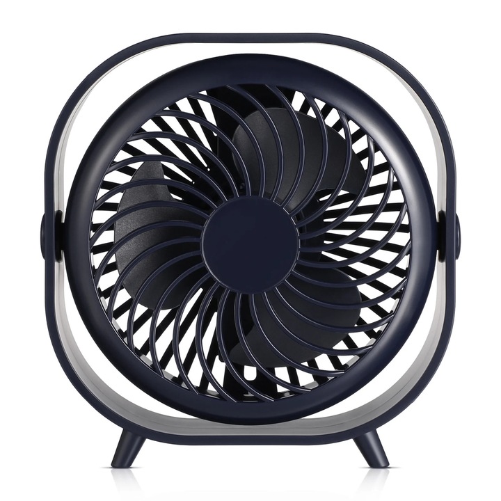 Ventilator portabil, 13.50x13.50x5.00cm, design reincarcabil, 3 viteze
