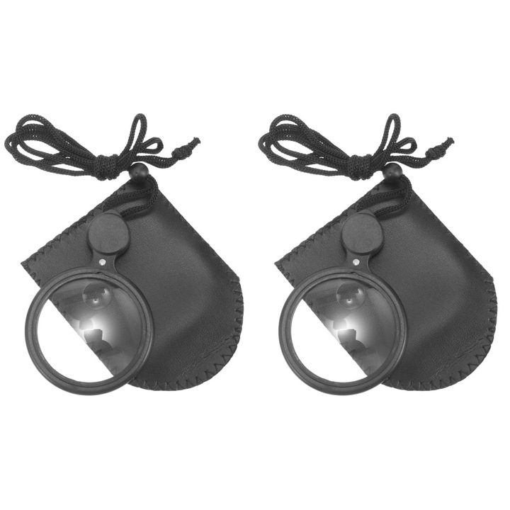 Lupa de gat cu LED, 4X, negru, 8.5x5.5x0.8cm, set 2 bucati