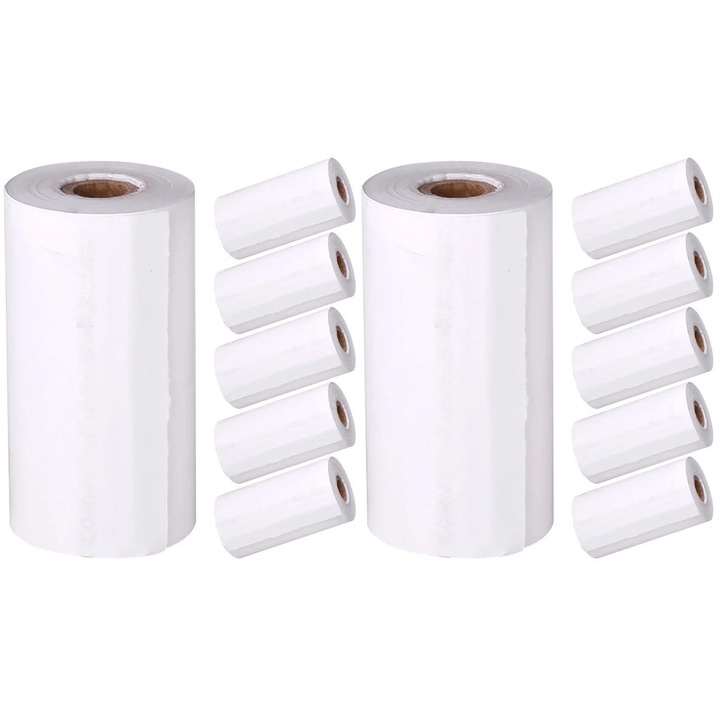 Set 6 Rola Hartie Termica pentru Imprimanta Instant, Alb, 5.70x3.00x3.00cm