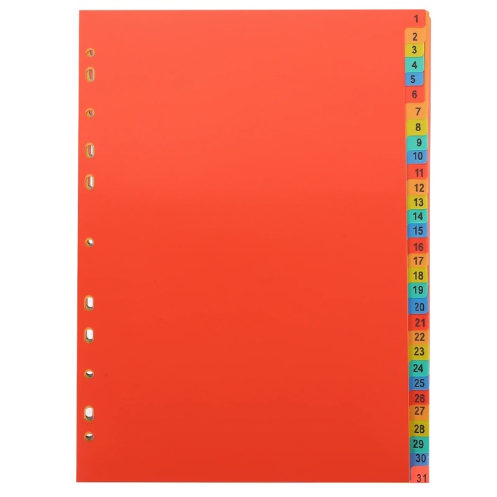 Divizor de binder A4, multicolor, PVC, 29.80x21.00x0.10cm, set de accesorii pentru birou