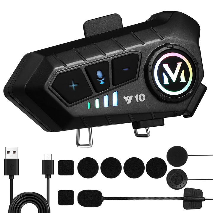 Casca audio moto wireless, plastic, rezistente la apa, 8.5x4x2cm