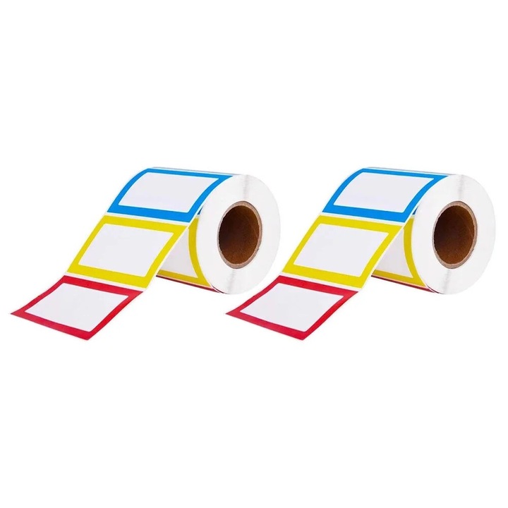 Set 2 Rola Etichete Autoadezive pentru Nume, Multicolor, 8.90x5.70cm