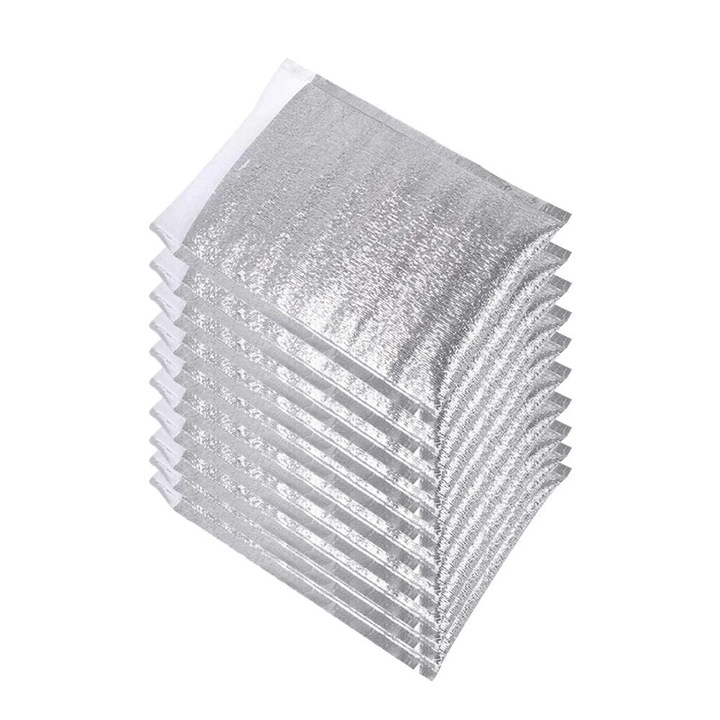 Set 10 Pungi Reutilizabile din Folie de Aluminiu pentru Conservarea Alimentelor, argintiu, 40x35cm