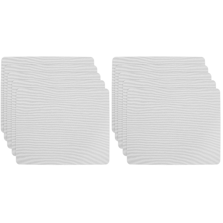 Mousepad mare, alb, material cauciuc si tesatura, 22x18x0.3cm, set 10 bucati