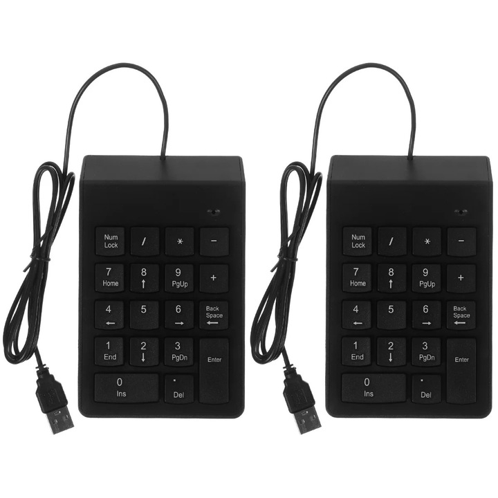 Tastatura numerica, 19 taste, neagra, 13.50x8.60x2.00cm, set de 2 bucati