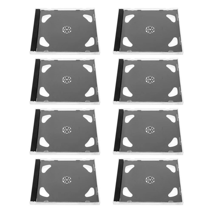Set 8 cutii CD, negru, 14x12.5x1cm