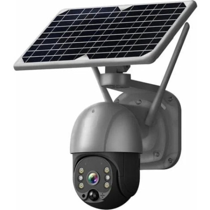 Camera de supraveghere solara wireless 3MP, detectie PIR, viziune nocturna color, 355x90°