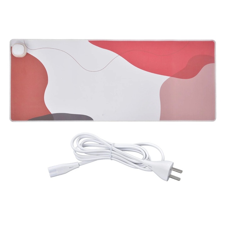 Mousepad incalzit, dimensiune mare, 80x32cm, portocalie, pentru birou si gaming