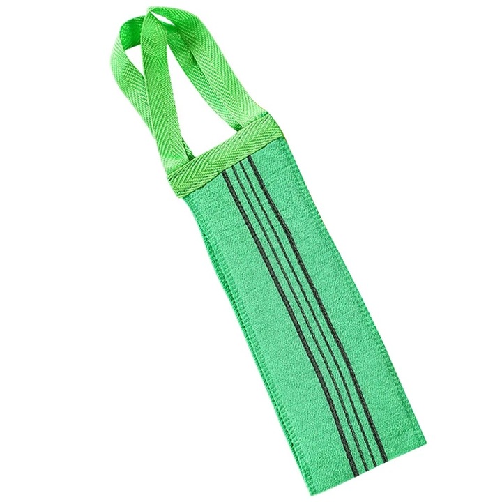 Burete de baie, exfoliant, argintiu, 80x10x1.5cm, cu manere duble, set de 2 bucati