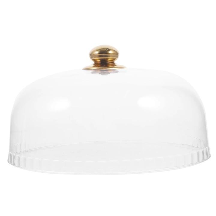 Capac transparent pentru prajituri, 26.50x26.50x10.00cm, acrilic, argintiu