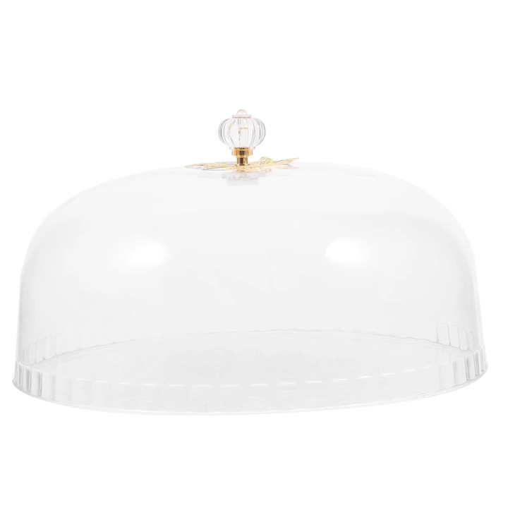 Capac transparent pentru prajituri, 26.50x26.50x10.00cm, material acrilic, argintiu, set reutilizabil.