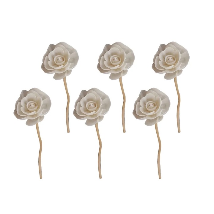 Set 6 betisoare aromaterapie din rattan, design floare, multicolor, 22x5x5cm