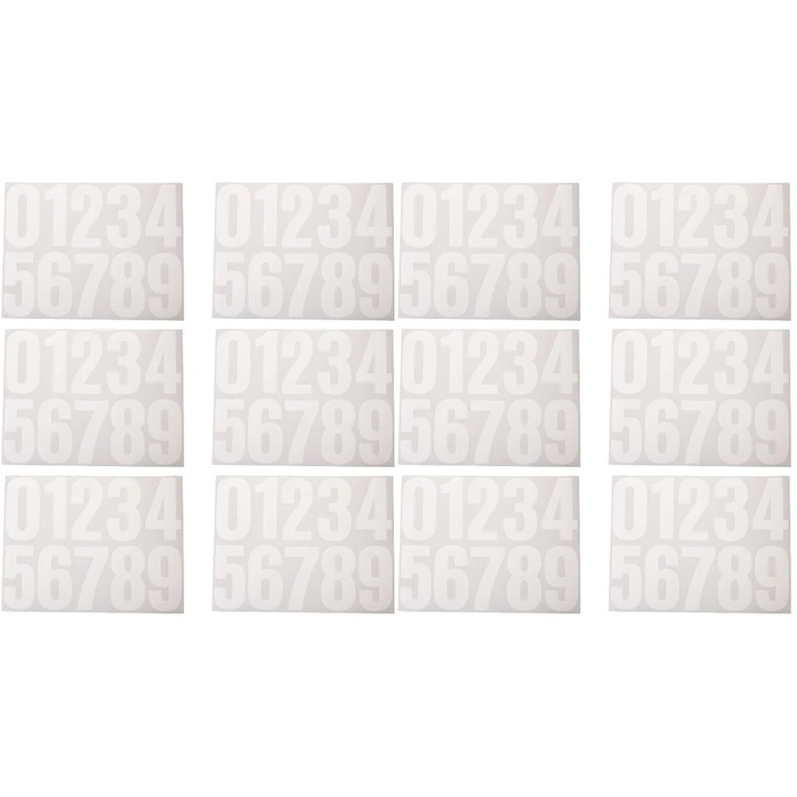 Set 12 Foi Stickere Numere Autoadezive pentru Cutie Postala, Alb, 29x22cm
