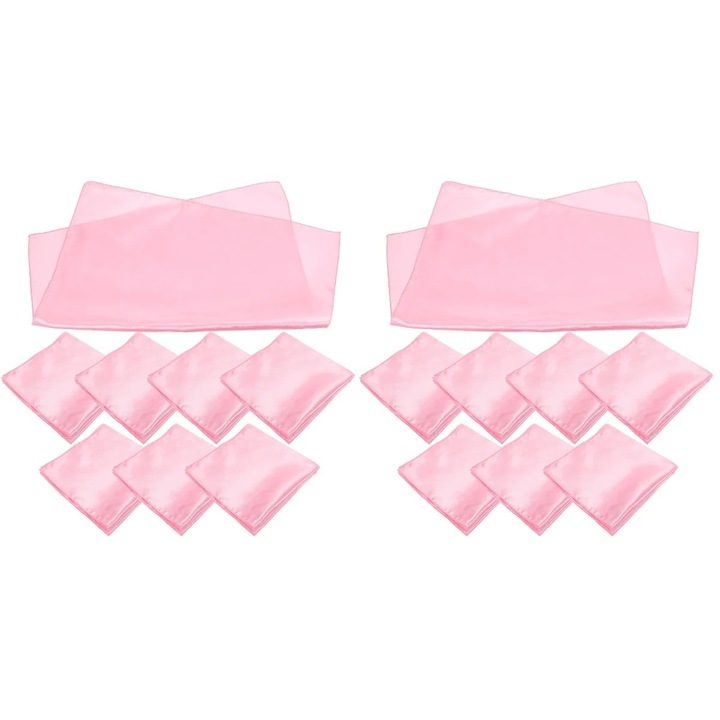 Set 16 prosoape satin roz, 44x44cm, rezistente la pete, pentru decorare mese