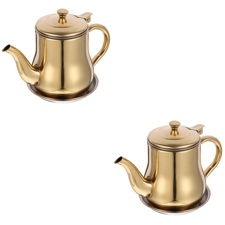 Set 2 Sticle din Otel Inoxidabil pentru Ulei, Design Ergonomic, Filtru, Multicolor, 17x7x12cm