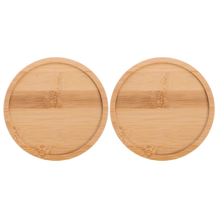 Tava de servire din lemn, set de 2 bucati, multicolor, 13x13x1cm
