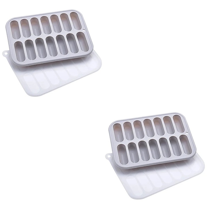 Set 2 forme cuburi de gheata din silicon, multicolor, 14 cavitati