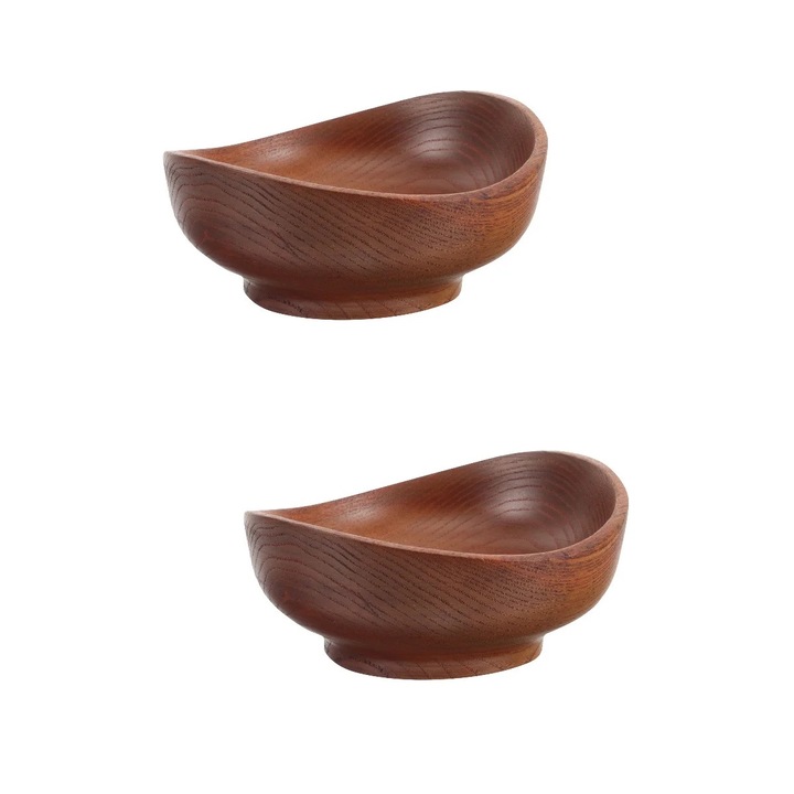 Set 2 boluri din lemn, design rustic, multicolor, 12.50x11.50x6.00cm
