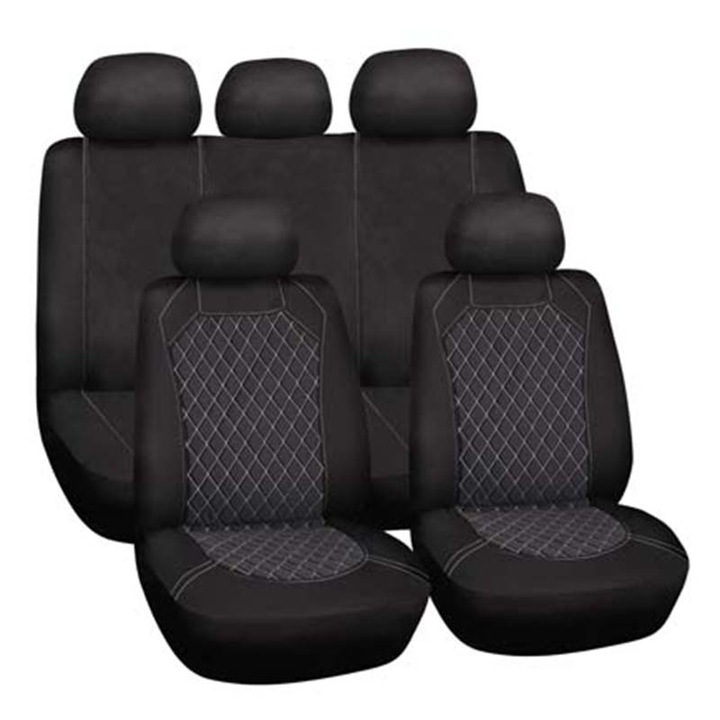 Set huse scaun auto universal, Bottari, 9 piese, Gri/Negru