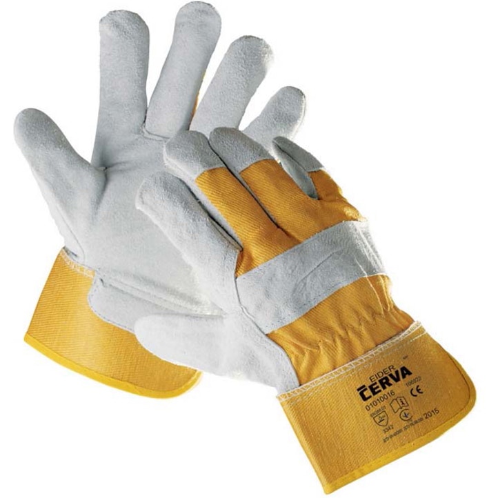 Manusi Cerva Eider Yellow, spalt gros bovina, galbene, marimea 10,5