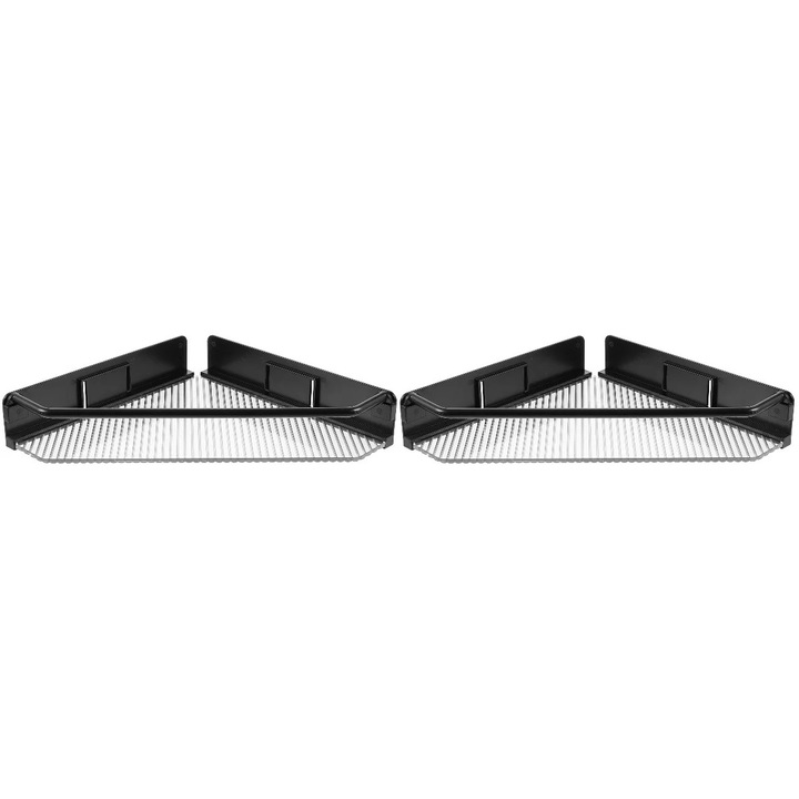 Rafturi coltare din plastic, set de 2, culoare neagra, 21x21x5cm