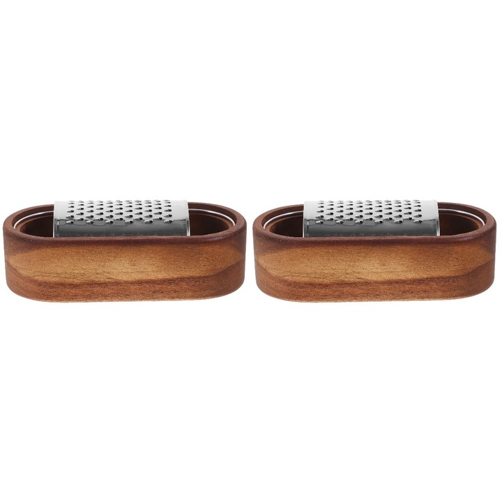 Set de 2 Razatoare Multifunctionale din Otel Inoxidabil, pentru Legume si Branza, Multicolor, 15.50x7.30x4.20cm