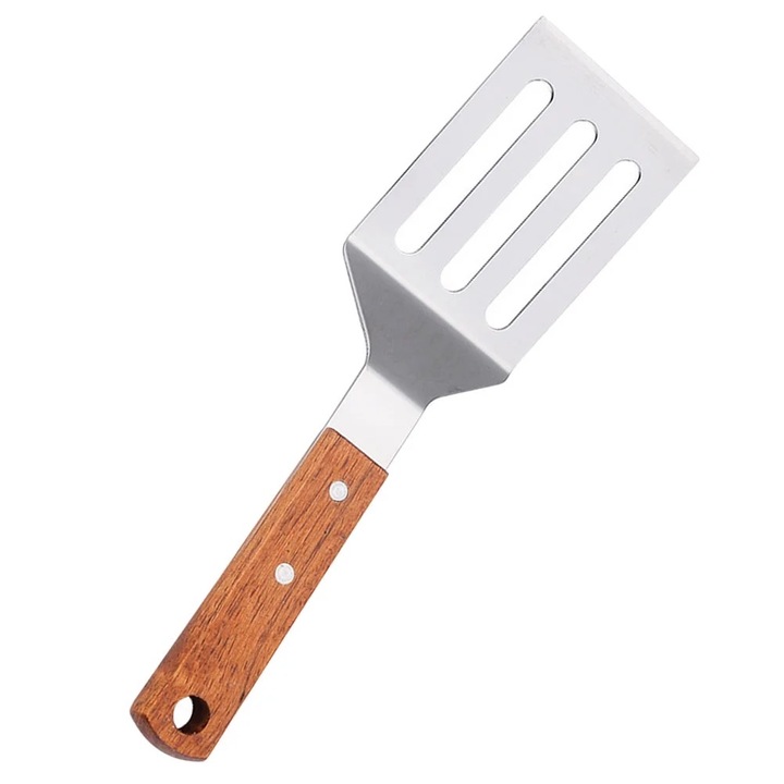 Spatula din otel inoxidabil cu maner din lemn, multicolor, 25x7.2x1cm