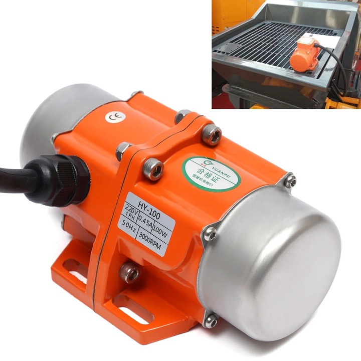 Rezgő motor, 100W, 220V, erő 50kg, 17x11x7,5cm, alumínium ötvözet